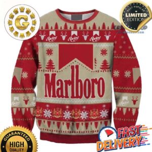 Marlboro Racing Xmas 2023 Party Custom Name Xmas 2024 Holiday Gift Ugly Christmas Sweater