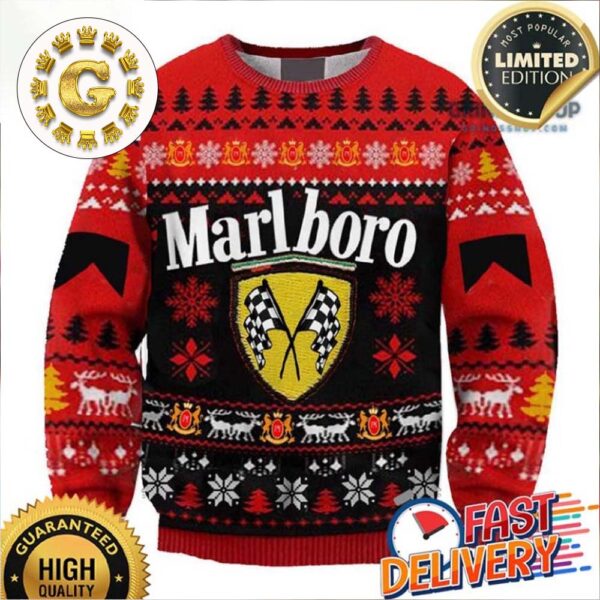 Marlboro Racing Xmas 2024 Holiday Gift Knitted Pattern Ugly Christmas Sweater