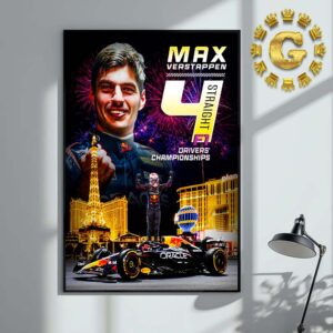 Max Verstappen 4 Straight F1 Drivers Champions Home Decor Poster Canvas