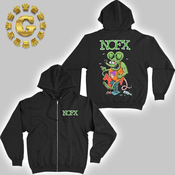 NOFX Official Merch Rat Fink Zip Up Unisex Zip Hoodie Shirt