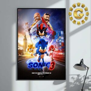 New Poster For Sonic 3 Only In Cinemas December 26th 2024 Home Decor Poster Canvas