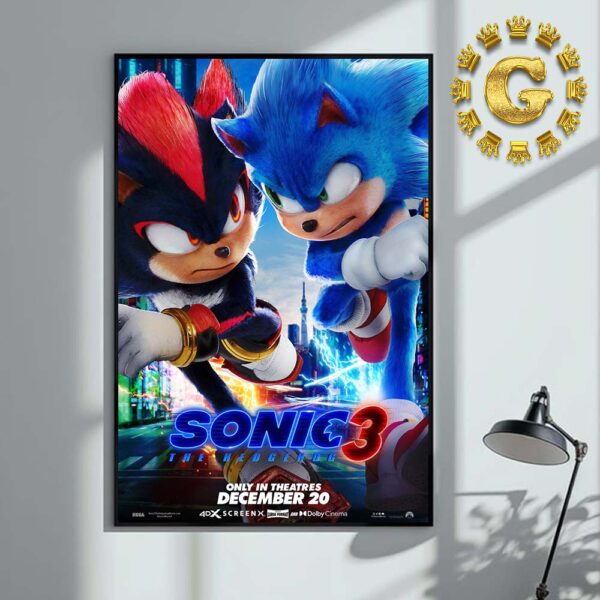 New Poster For Sonic 3 Only In Theatres December 20th 2024 Home Decor Poster Canvas