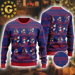 New York Giants Multi Mickey Mouse Pattern Classic Gift For Fans Christmas Ugly Sweater