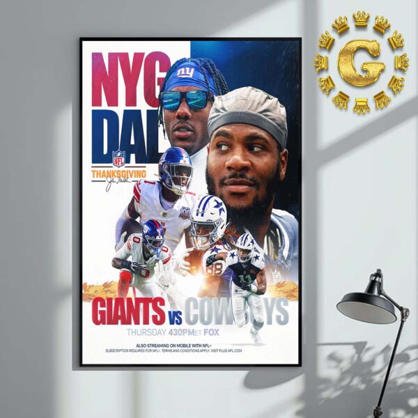 New York Giants Vs Dallas Cowboys Thanksgiving NFL Home Decor Poster Canvas