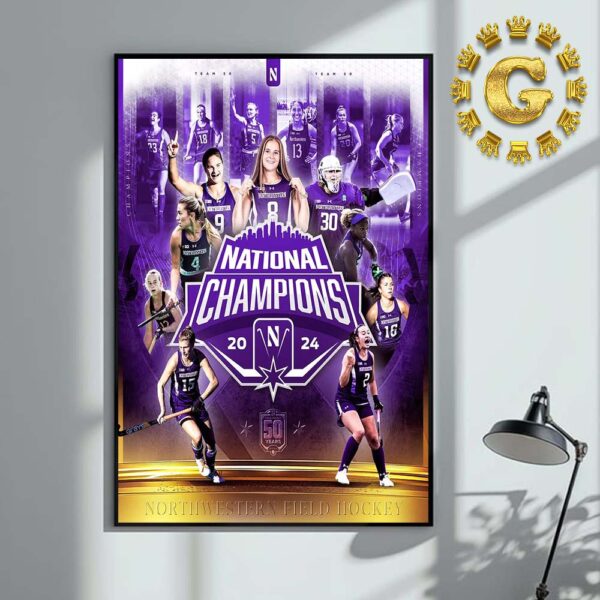 Northwestern Wildcats Field Hockey National Champions 2024 NCAA Home Decor Poster Canvas