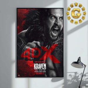 Official Poster For Kraven The Hunter 4DX Exclusively In Movie Theatres December 13 2024 Home Decor Poster Canvas