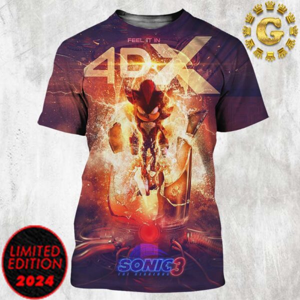 Official Poster For Sonic 3 The Hedgehog Feel It In 4DX Only In Theatres December 20 2024 All Over Print Shirt