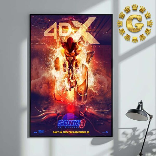 Official Poster For Sonic 3 The Hedgehog Feel It In 4DX Only In Theatres December 20 2024 Home Decor Poster Canvas