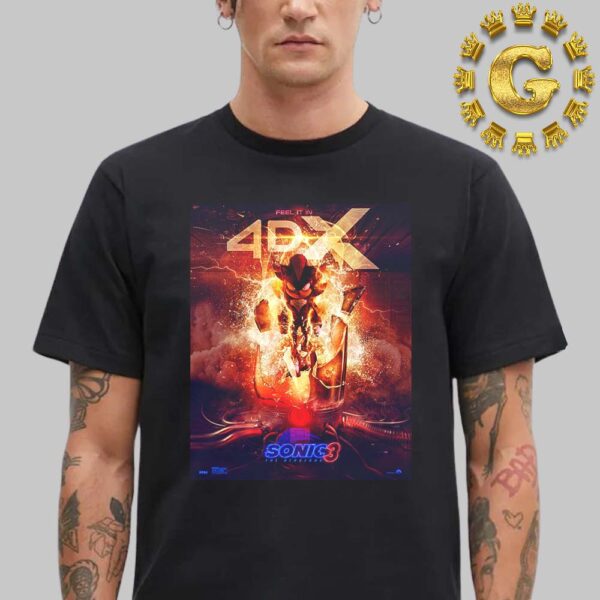 Official Poster For Sonic 3 The Hedgehog Feel It In 4DX Only In Theatres December 20 2024 Unisex T-Shirt