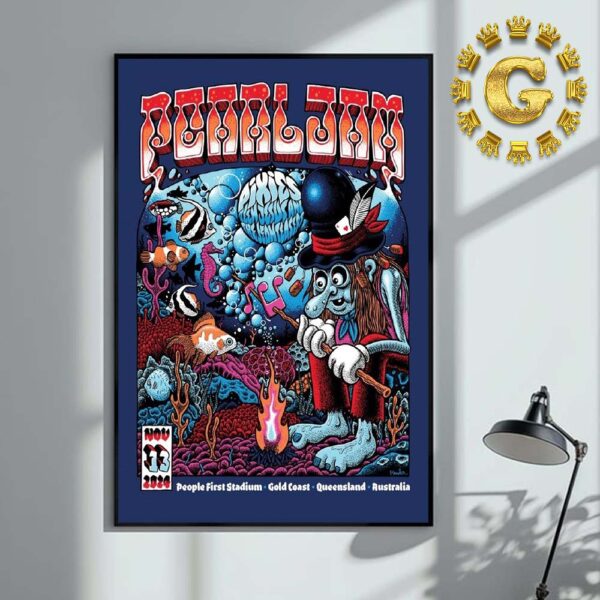 Pearl Jam Event Poster At People First Stadium Gold Coast Queensland In Carrara Australia On November 13th 2024 Art By Martin Ander Home Decor Poster Canvas