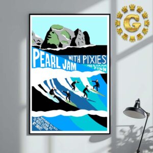 Pearl Jam With Pixies And Liam Finn Event Poster At Go Media Stadium In Auckland North Island New Zealand On November 10th 2024 The Surfing Artwork Home Decor Poster Canvas