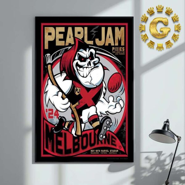 Pearl Jam With Pixies Event Poster In Melboune At Marvel Stadium On November 18th 2024 Art By Rhys Cooper Home Decor Poster Canvas