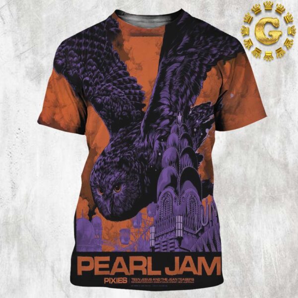 Pearl Jam With Pixies Event Poster In Sydney Australia At Engie Stadium On November 23th 2024 The Owl Artwork All Over Print Shirt