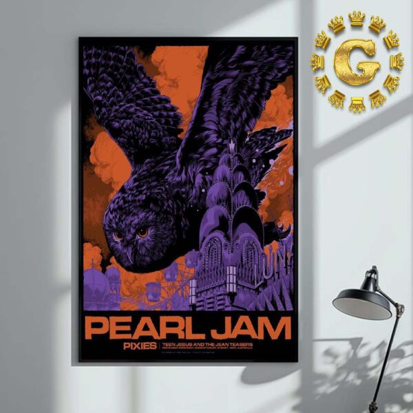 Pearl Jam With Pixies Event Poster In Sydney Australia At Engie Stadium On November 23th 2024 The Owl Artwork Home Decor Poster Canvas