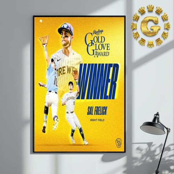 Sal Frelick Milwaukee Brewers Gold Glove Award Winner 2024 Home Decor Poster Canvas