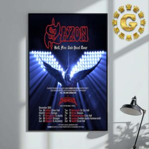 Saxon Hell Fire And Steel Tour Dates List November 2025 Home Decor Poster Canvas