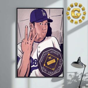 Shohei Ohtain Los Angeles Dodgers Wins His Third Career National League Most Valuable Player Award MLB Home Decor Poster Canvas