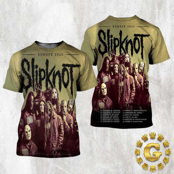 Slipknot Official Poster Europe 2025 Dates List Tour All Over Print Shirt