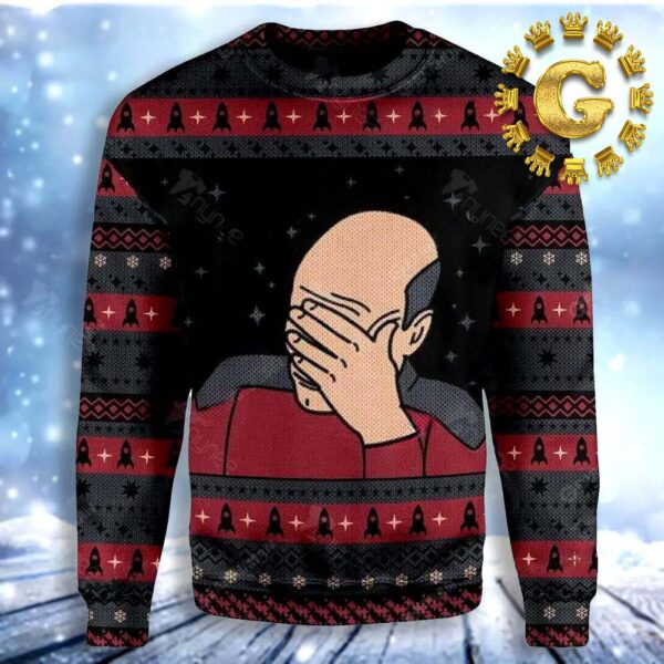 Star Trek Captain Picard Pattern Classic Gift For Fans Christmas Ugly Sweater