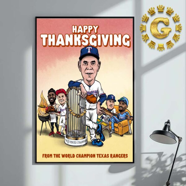 Texas Rangers Happy Thanksgiving From The World Champion Texas Rangers MLB Home Decor Poster Canvas