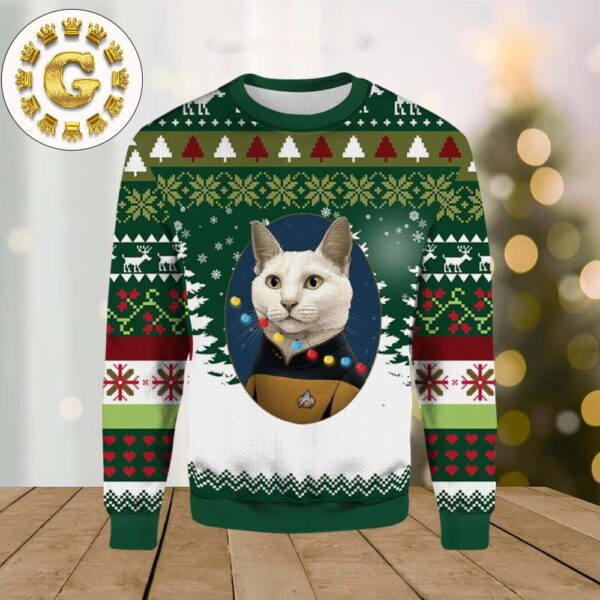 The Star Trek Cats Panttern Classic Knitted White Christmas Ugly Sweater