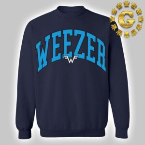 Weezer Navy Collegiate Crewneck The Signature Logo Unisex Sweater Shirt