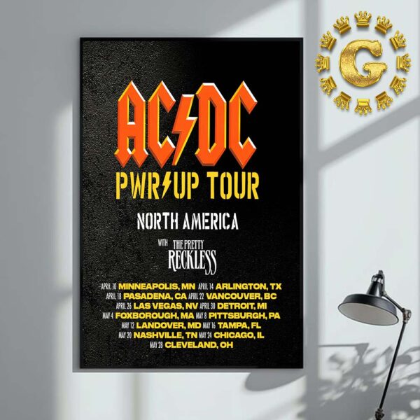 ACDC PWR Up Tour North America With The Pretty Reckless Shedule Dates List 2025 Home Decor Poster Canvas