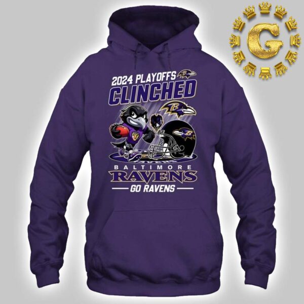 Baltimore Ravens 2024 Playoffs Clinched Go Ravens NFL Unisex Hoodie Shirt