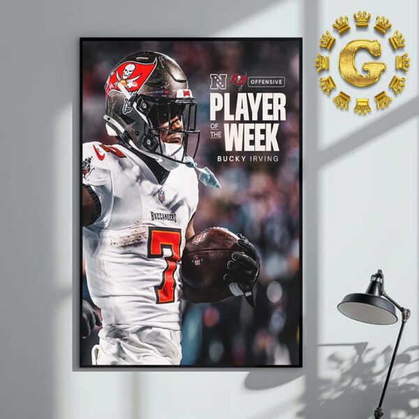 Bucky Irving Tampa Bay Buccaneers NFC Offensive Player Of The Week NFL Home Decor Poster Canvas