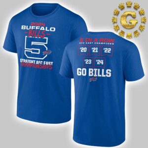 Buffalo Bills Fanatics 5 Straight AFC East Division Champions Unisex T-Shirt