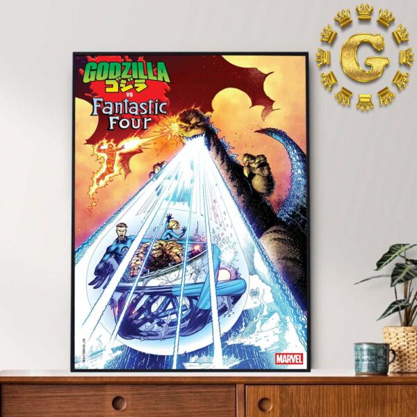 Godzilla Vs Fantastic Four Poster Cosmic Marvel Home Decor Poster Canvas