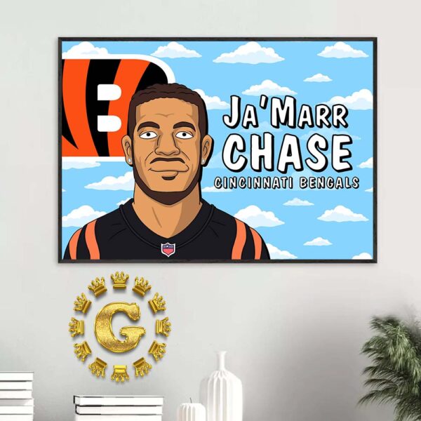 Ja Marr Chase Cincinnati Bengals The Simpsons Simpsons Characters NFL Home Decor Poster Canvas