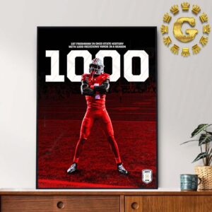 Jeremiah Smith Ohio State Buckeyes 1st Freshman in Ohio State History With 1000 Receiving Yards In A Season Home Decor Poster Canvas