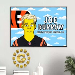 Joe Burrow Cincinnati Bengals The Simpsons Simpsons Characters NFL Home Decor Poster Canvas