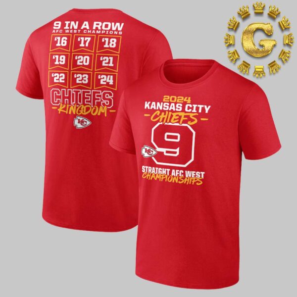 Kansas City Chiefs Nine-Straight AFC West Division Champions Unisex T-Shirt