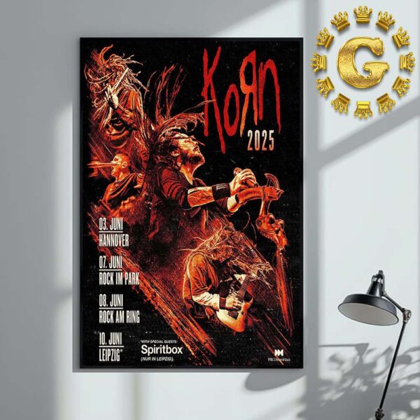 Korn With Special Guest Spiritbox 2025 Full Show In Germany On June 3rd 7th And 8th 10th 2025 Home Decor Poster Canvas