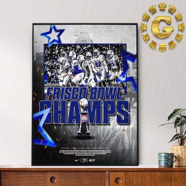 Memphis Tiger Football Are  Scooter’s Coffee Frisco Bowl Bowl Champions 2024 Home Decor Poster Canvas