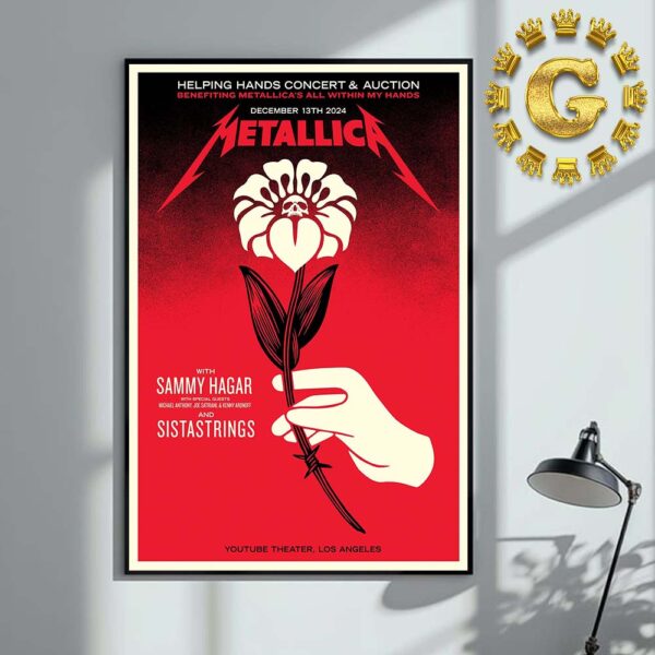 Metallica With Sammy Hagar And Sistastrings Helping Hands Concert And Auction At Youtube Theater In Los Angeles On December 13th 2024 Home Decor Poster Canvas