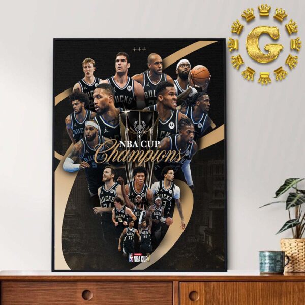 Milwaukee Bucks 2024 Emirates NBA Cup Champions Home Decor Poster Canvas