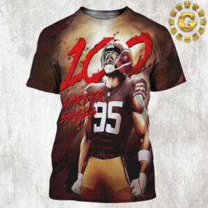 Myles Garrett Cleveland Browns Reach 100 Career Sacks NFL 2024 All Over Print Shirt