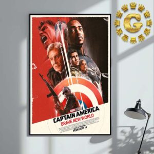 New Poster For Captain America Brave New World Only In Theaters February 14th 2024 Home Decor Poster Canvas