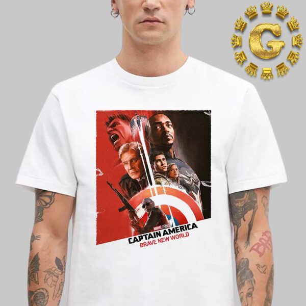 New Poster For Captain America Brave New World Only In Theaters February 14th 2024 Unisex T-Shirt