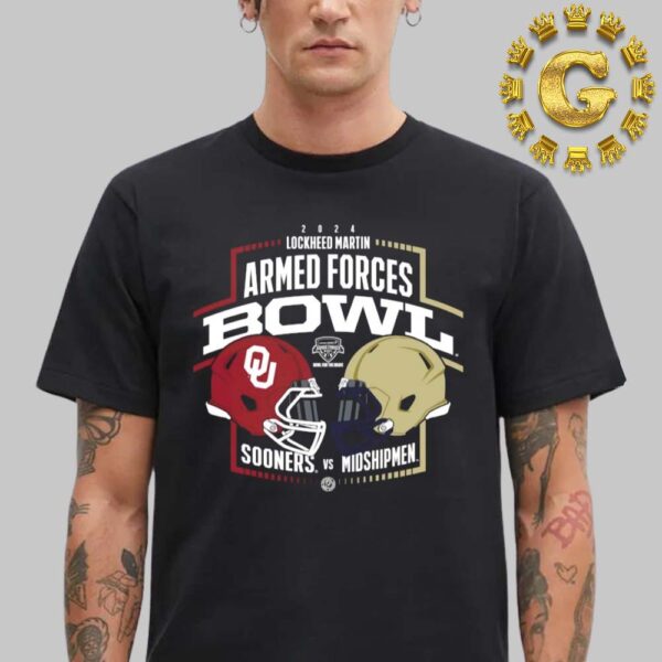 Oklahoma Sooners Football Vs Navy Midshipmen Football 2024 Lockheed Martin Armed Forces Bowl Heat To Heat Helmet Unisex T-Shirt