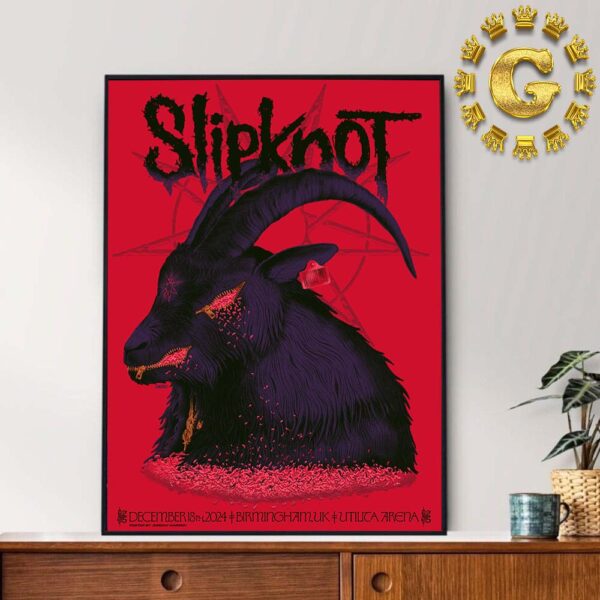 Slipknot Event Poster For Show In Birmingham UK At Utilita Arena On December 18th 2024 Home Decor Poster Canvas