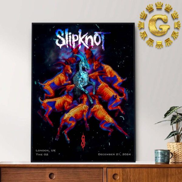 Slipknot Event Poster Night 2 In London UK At The O2 On December 21 2024 Home Decor Poster Canvas