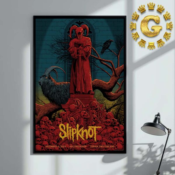 Slipknot Official Poster Show In Zurich Switzerland At Hallenstadion On December 11th 2024 Home Decor Poster Canvas