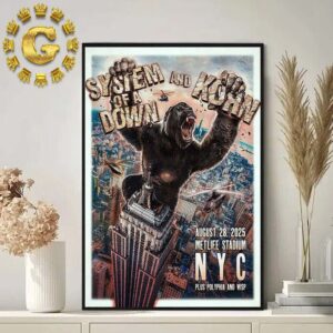 System Of A Down And Korn Poster For Show In New York City At Metlife Stadium On August 28 2025 King Kong Artwork Home Decor Poster Canvas