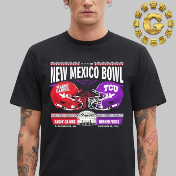 TCU Horned Frogs Football Vs Louisiana Ragin Cajuns Football 2024 Isleta New Mexico Bowl Matchup Helmet Unisex T-Shirt