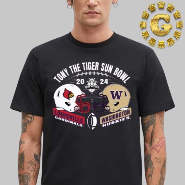 Washington Huskies Football Vs Louisville Cardinals Football 2024 Tony The Tiger Sun Bowl Helmet Unisex T-Shirt