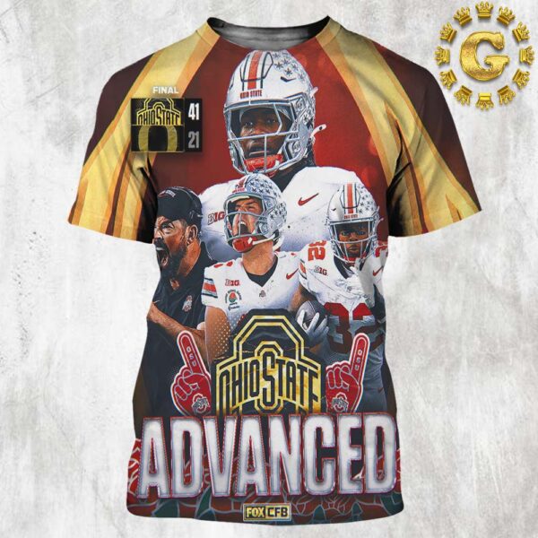 2025 Rose Bowl Champions Ohio State Buckeyes Football Advanced All Over Print Shirt